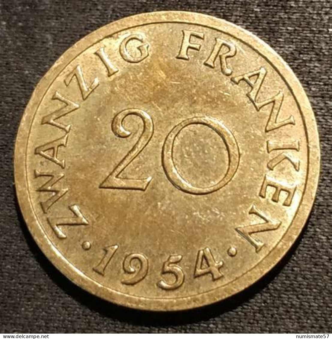 ALLEMAGNE - SAARLAND - 20 FRANKEN 1954 - KM 2 - ( Sarre ) - 20 Franken