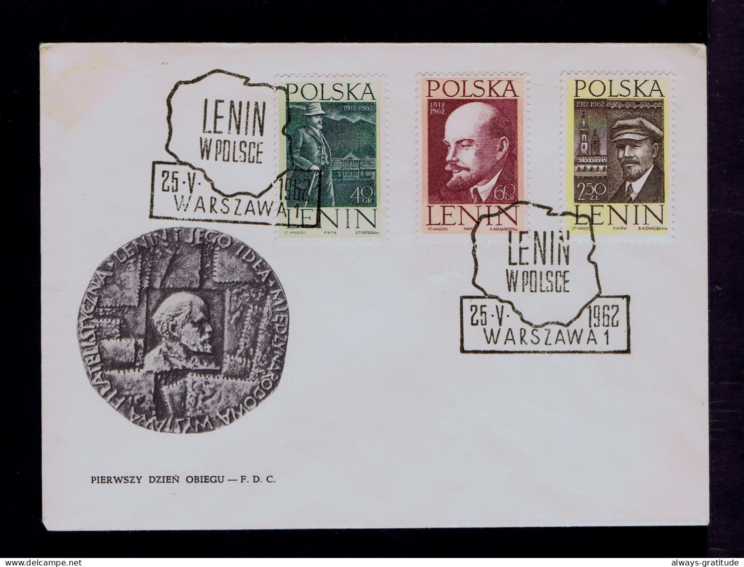 Sp10075 POLOGNE LENIN In POLSKA 1912-1962 Fdc Warszawa Geography Maps - Lenin