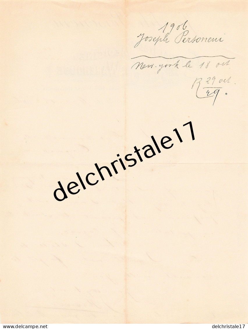 96 0452 NEW-YORK ÉTATS-UNIS 1906 Central Italian Medicine Warehouse Joseph PERSONENI West Brodway à MONNET & Co - Verenigde Staten