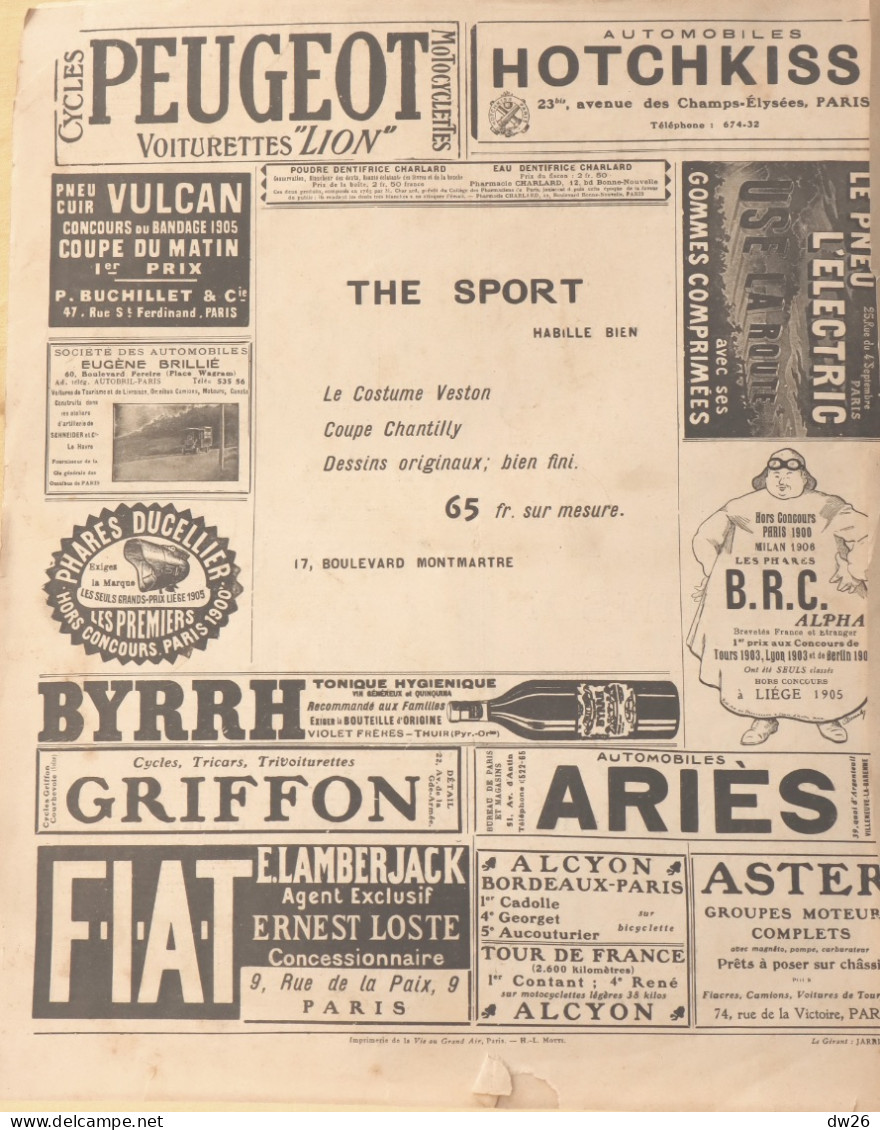 Journal: La Vie Au Grand Air, 27 Avril 1907 (N° 449) Boxe: O'Connor  Jordan, Grand Prix De L'ACF, Cyclisme: Major Taylor - Otros & Sin Clasificación