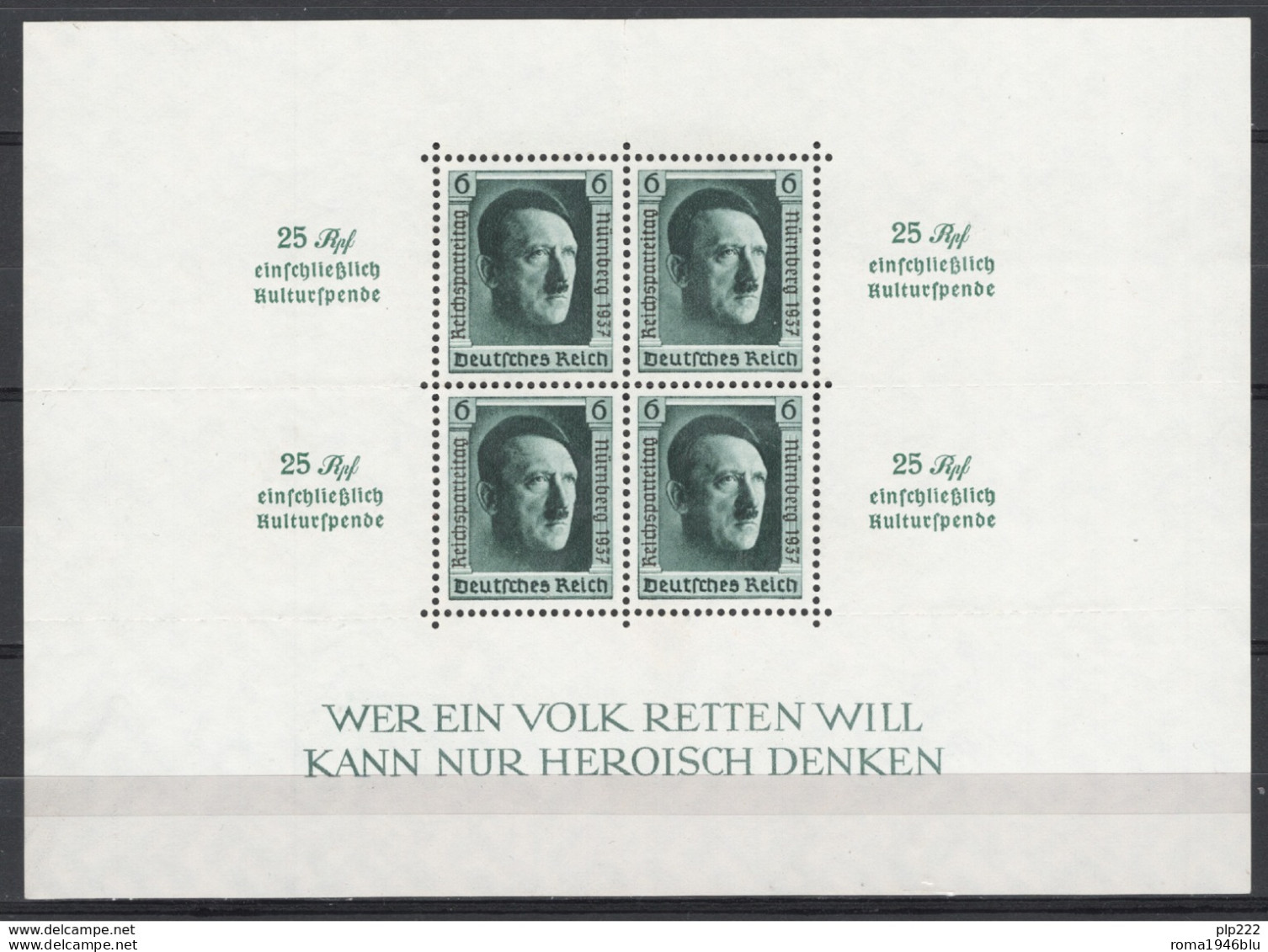 Germania Reich 1937 Unif. BF10 **/MNH VF/F - Blocks & Sheetlets