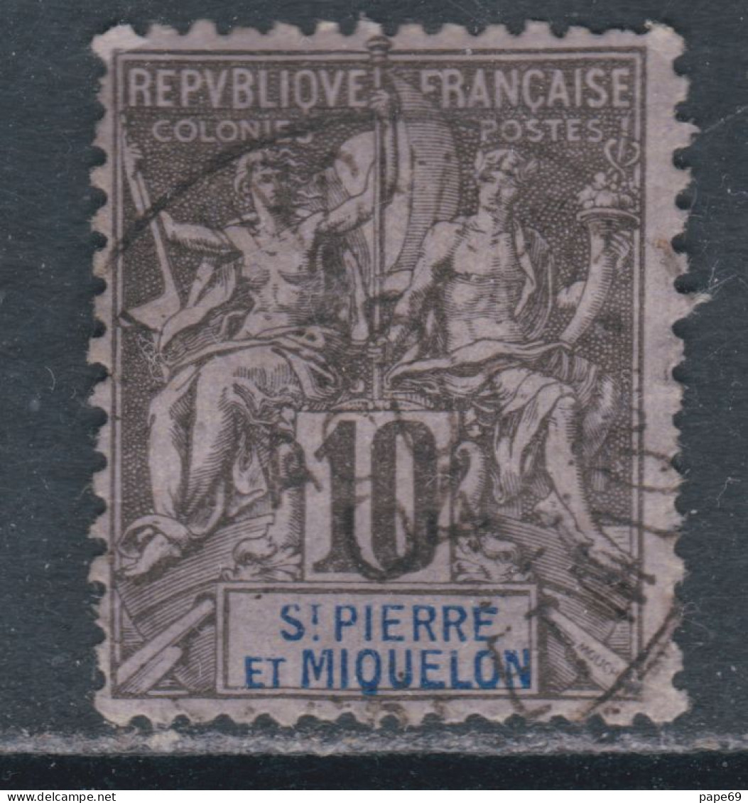 St Pierre Et Miquelon N° 63 O Type Groupe : 10 C. Noir Sur Lilas, Oblitération Moyenne Sinon TB - Gebraucht