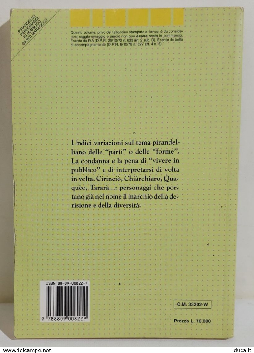 I116383 Luigi Pirandello - Personaggi In Pubblico - Giunti 1992 - Klassiekers