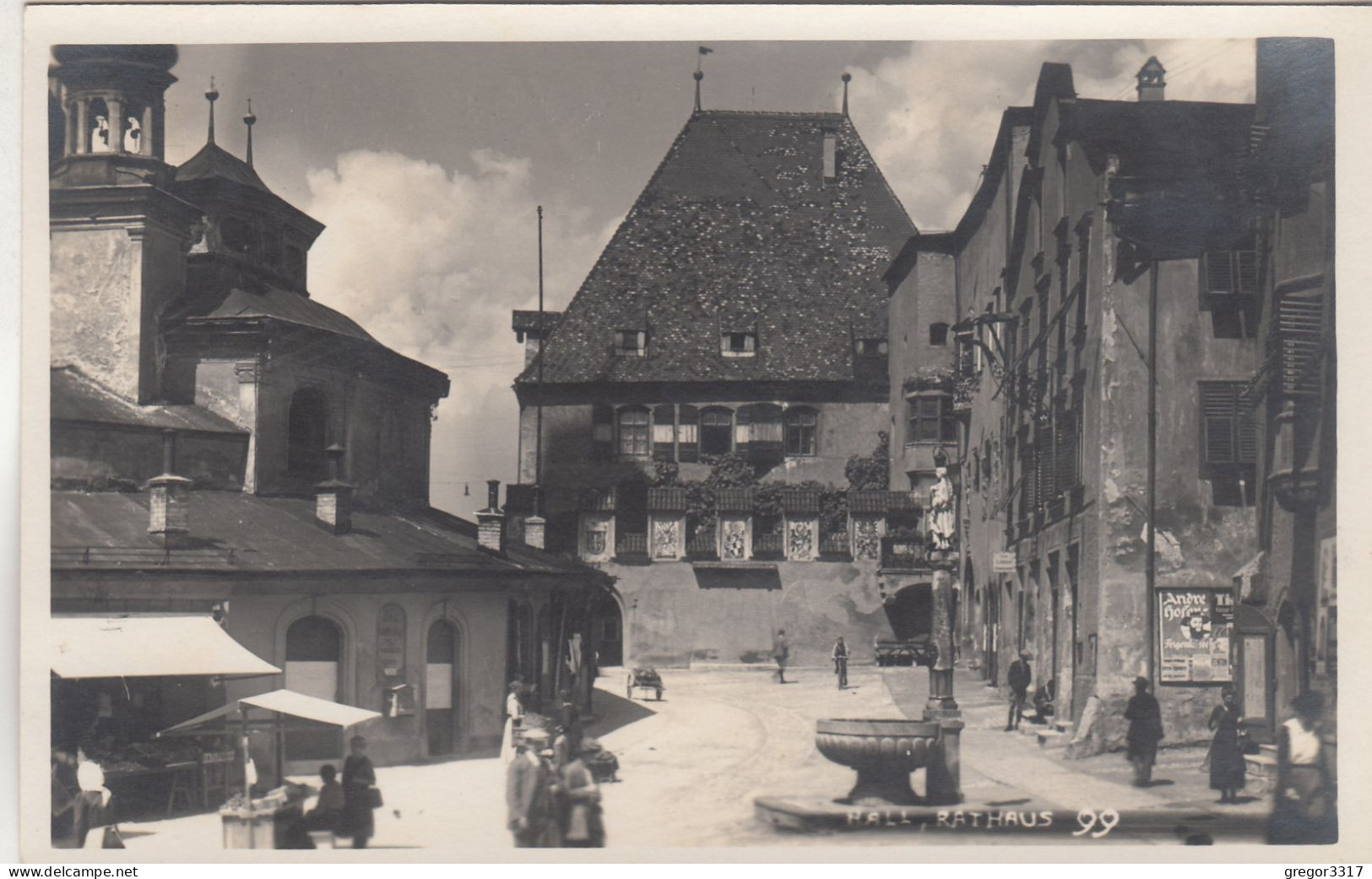 D6416) HALL In TIROL - Rathaus - Markt - Brunnen - Werbeplakat ALT ! - Hall In Tirol