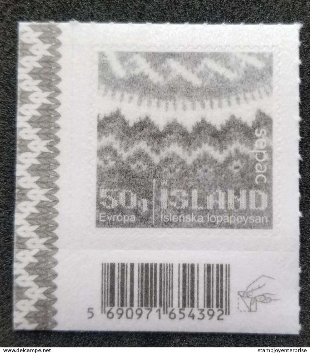 Iceland Handcraft Icelandic Sweater Craft 2017 (stamp Barcode) MNH *flock Paper Made *unusual - Brieven En Documenten