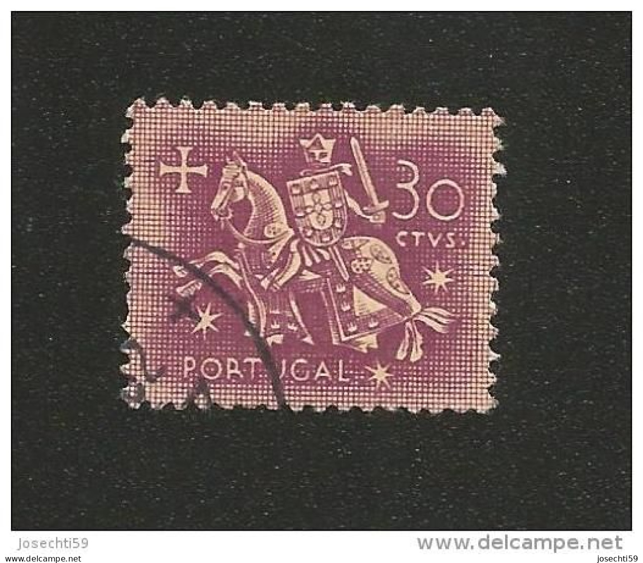 N° 776A  Sceau Du Roi Denis 30 Lilas Rose Sur Lilas     Portugal Oblitéré 1953 - Used Stamps