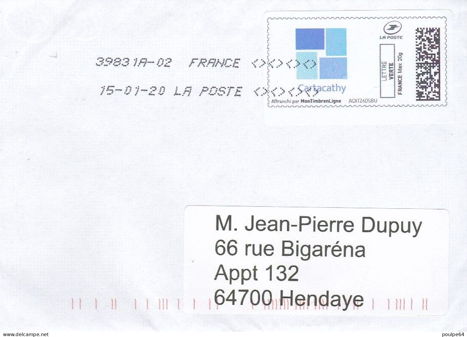 Vignette Sur Lettre " Cartacathy " -  " Timbre Imprimé " - Timbres à Imprimer (Montimbrenligne)