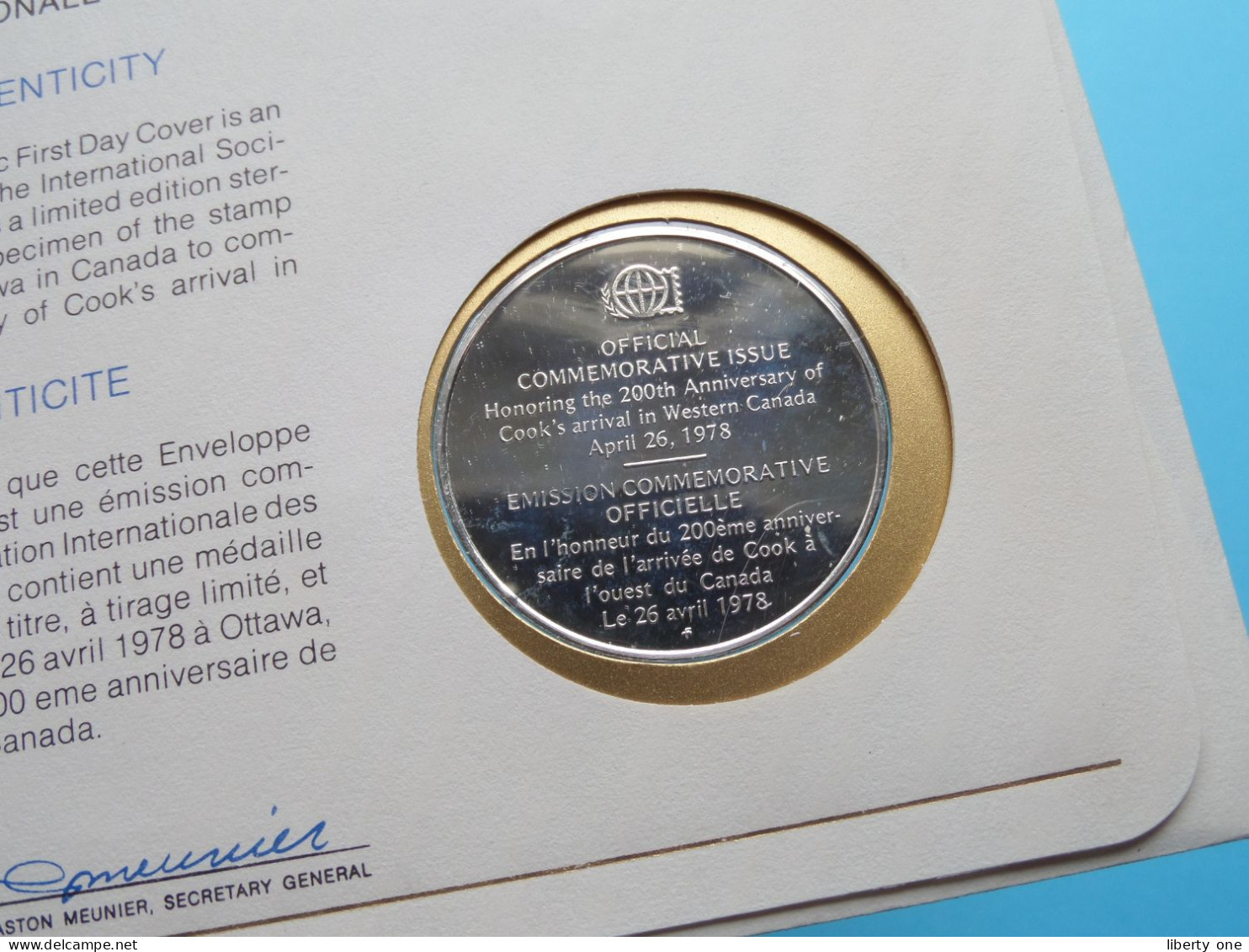 En L'honneur Du Voyage Capt. JAMES COOK Au Canada > Edit. PROOF Sterling SILVER ( +/- 25 Gr ) Int. Soc. Of POSTMASTERS ! - 1971-1980