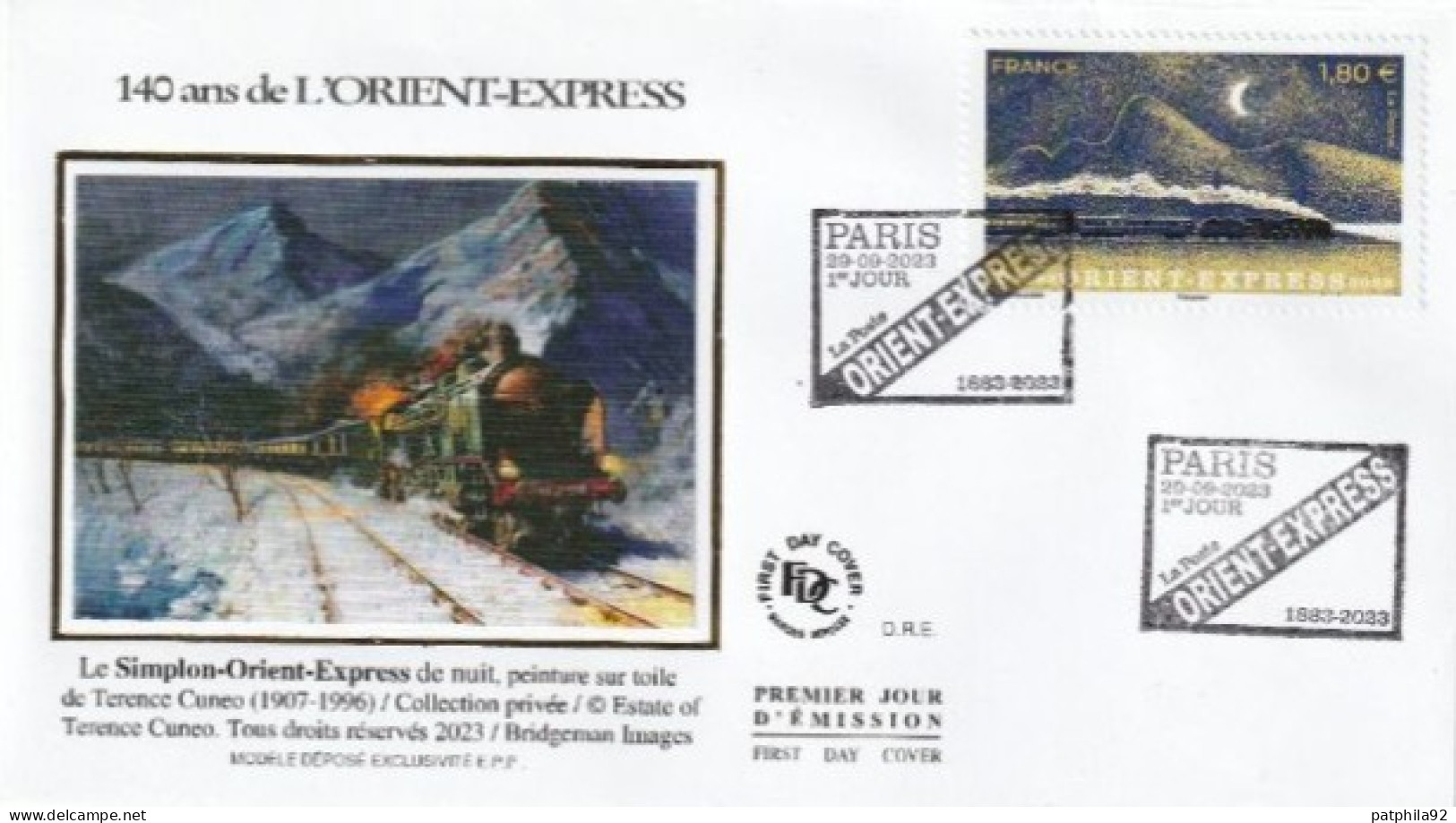 Fdc 2023_Envel. 1er Jour_fdc_soie_140 Ans De L'Orient-Express. Oblit. PJ Paris 29/09/23. - 2020-…