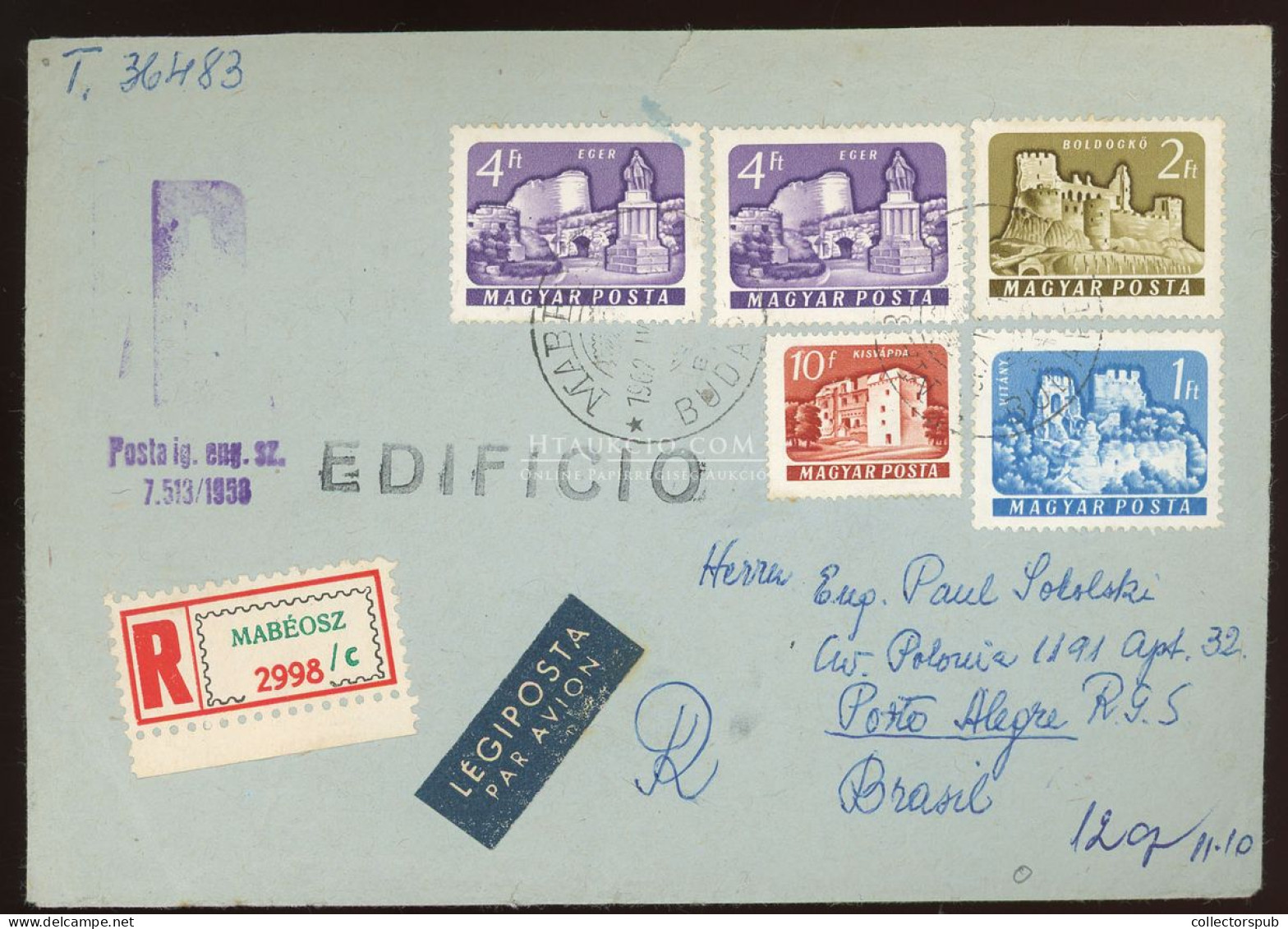 BUDAPEST 1962., Légi Levél Brazíliába - Used Stamps