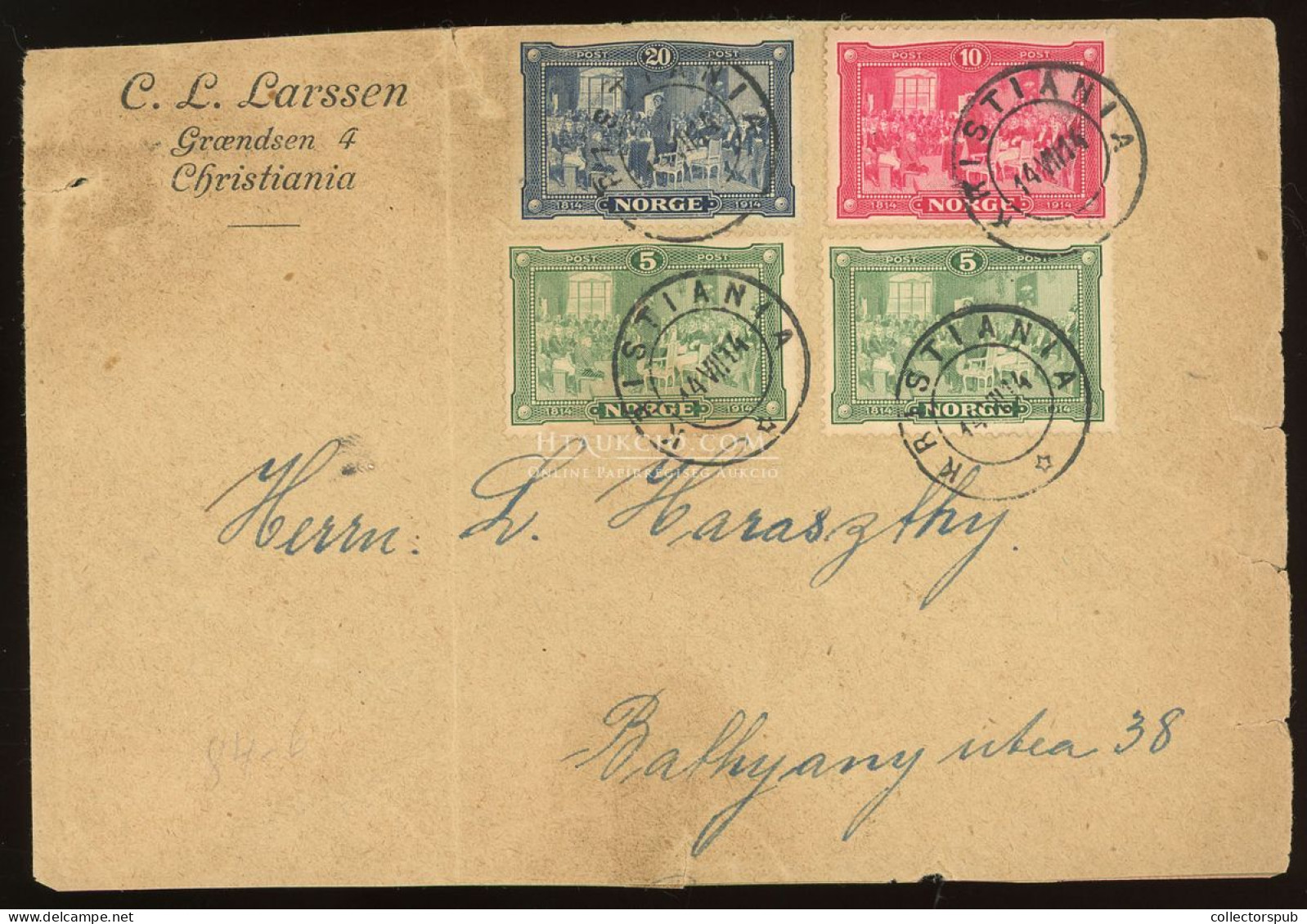 NORVÉGIA 1914. Szép Levél Budapestre Küldve - Covers & Documents
