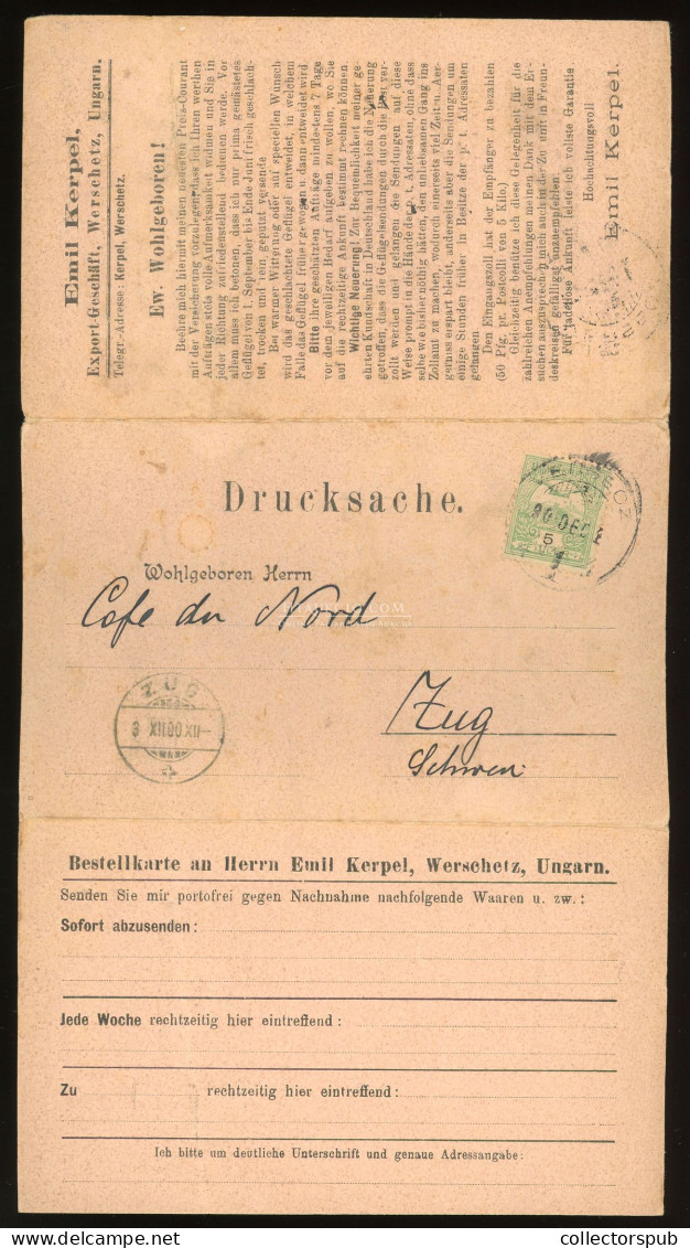 VERSEC 1900. Élelmiszer és Borkereskedés, Postázott árjegyzék Svájcba Küldve - Zonder Classificatie
