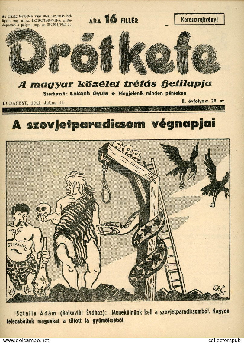 DRÓTKEFE A Magyar Közélet Tréfás Hetilapja, 5 Db Komplett, Szép Szám! Judaika 1941. - Zonder Classificatie