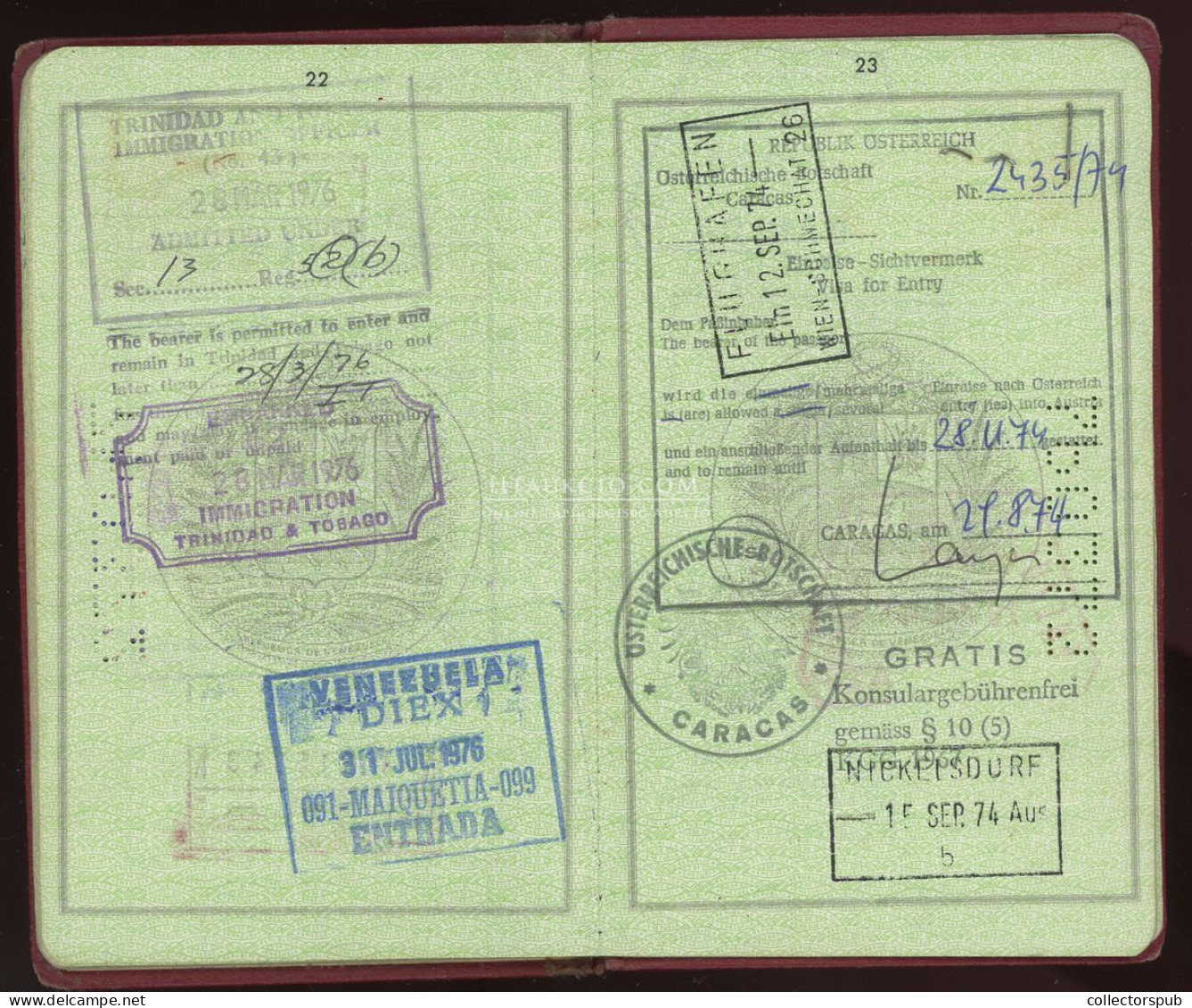 ÚTLEVÉL Fábry József Jazzdobos, Fotóriporter A LIFE Magazin Fotósa Venezuelai útlevele 1973. Passport - Zonder Classificatie