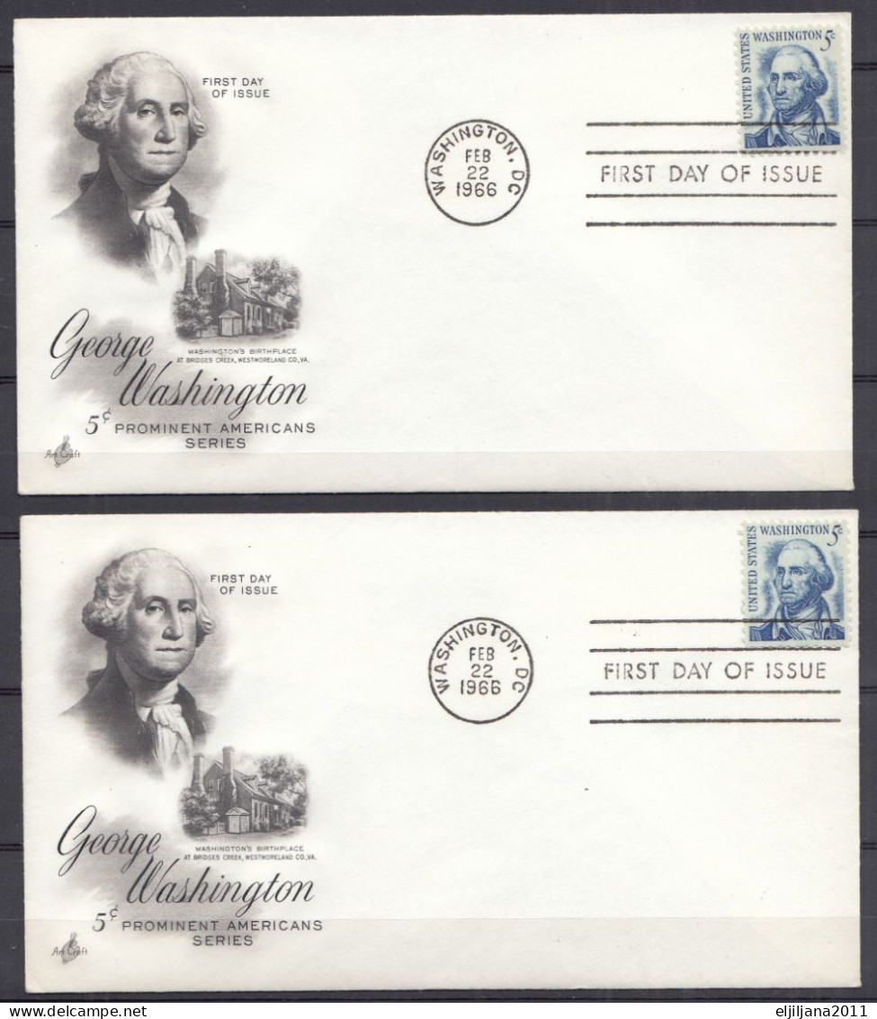 Action !! SALE !! 50 % OFF !! ⁕ USA 1966 ⁕ George Washington ⁕ 2v FDC Covers - 1961-1970