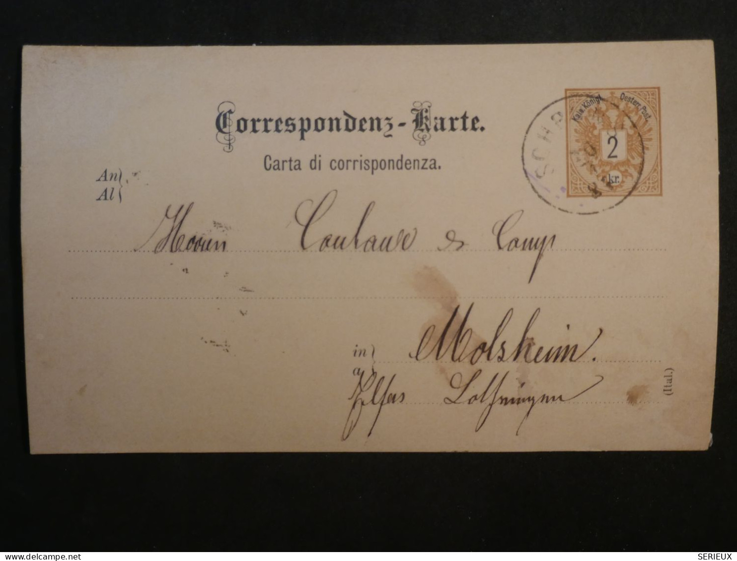 DD8  ALLEMAGNE    BELLE  CARTE  1873   A  MOLHSEIM FRANCE +++AFF.  INTERESSANT+++ - Covers & Documents