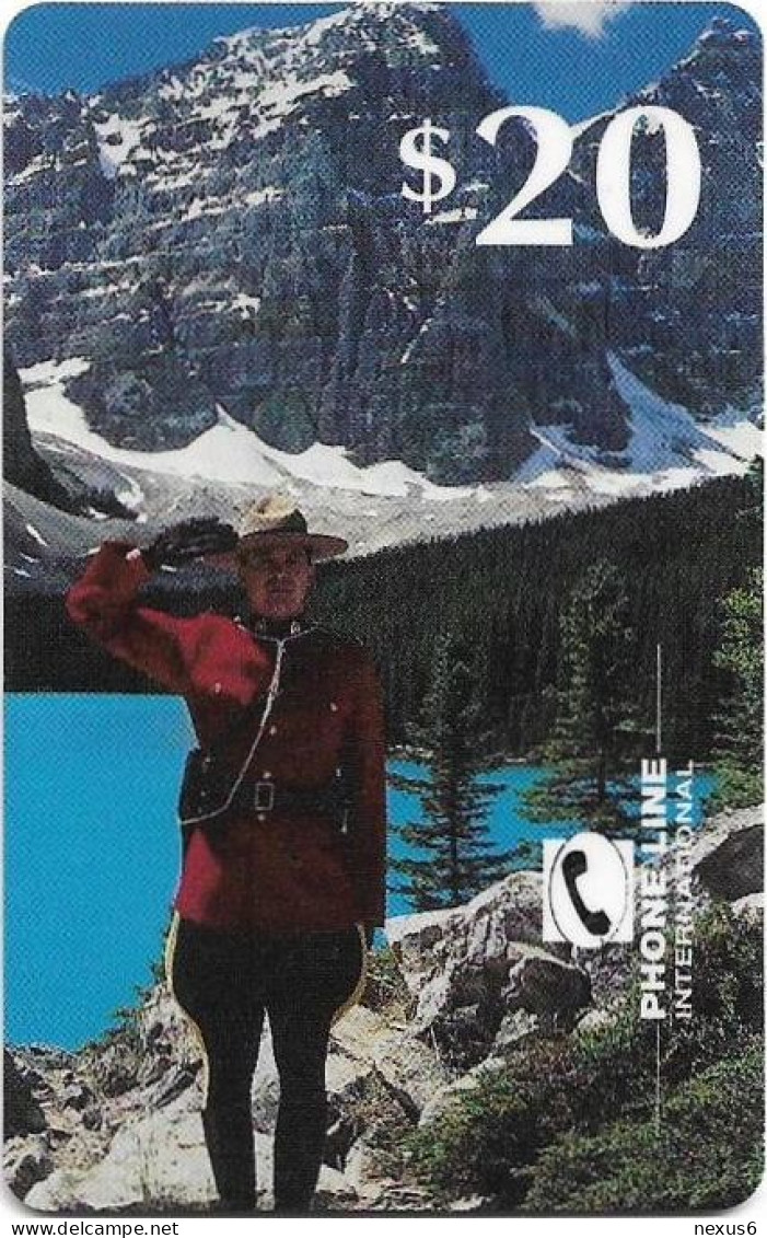 Canada - Phone Line Intl. - Mountie, Portrait (Reverse 1), Remote Mem. 20$, Used - Kanada