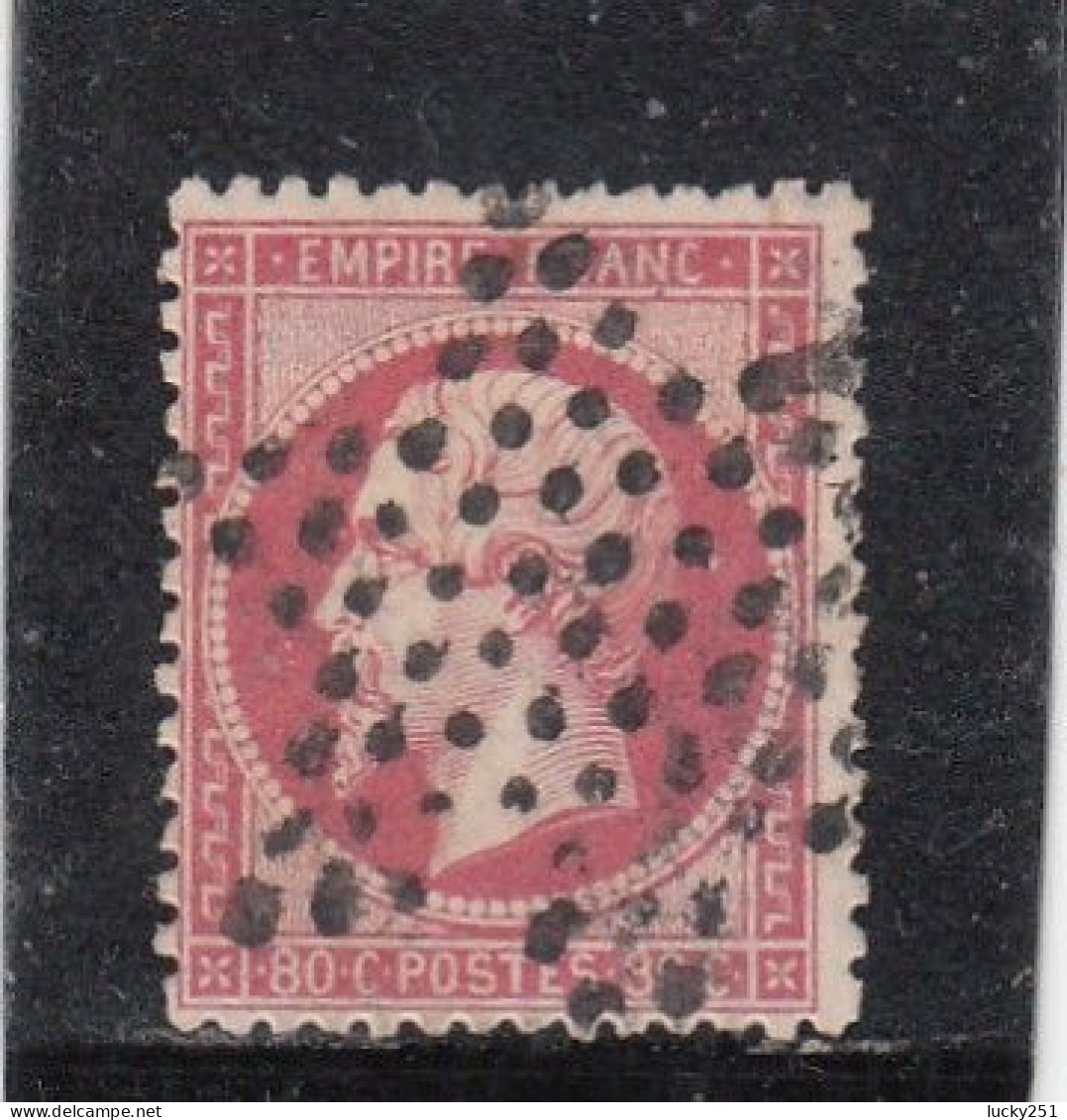 France - Année 1862 - N°YT 24 - 80c Rose - Empire Dentelé - Oblitération étoile - 1862 Napoléon III