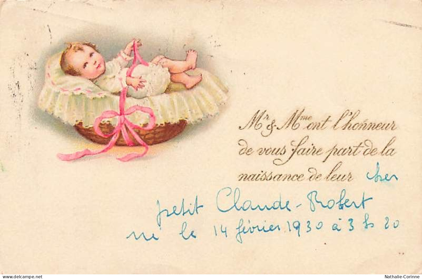 Nouveau-né 1930 VCorbeille Ruban Bébé - Naissance