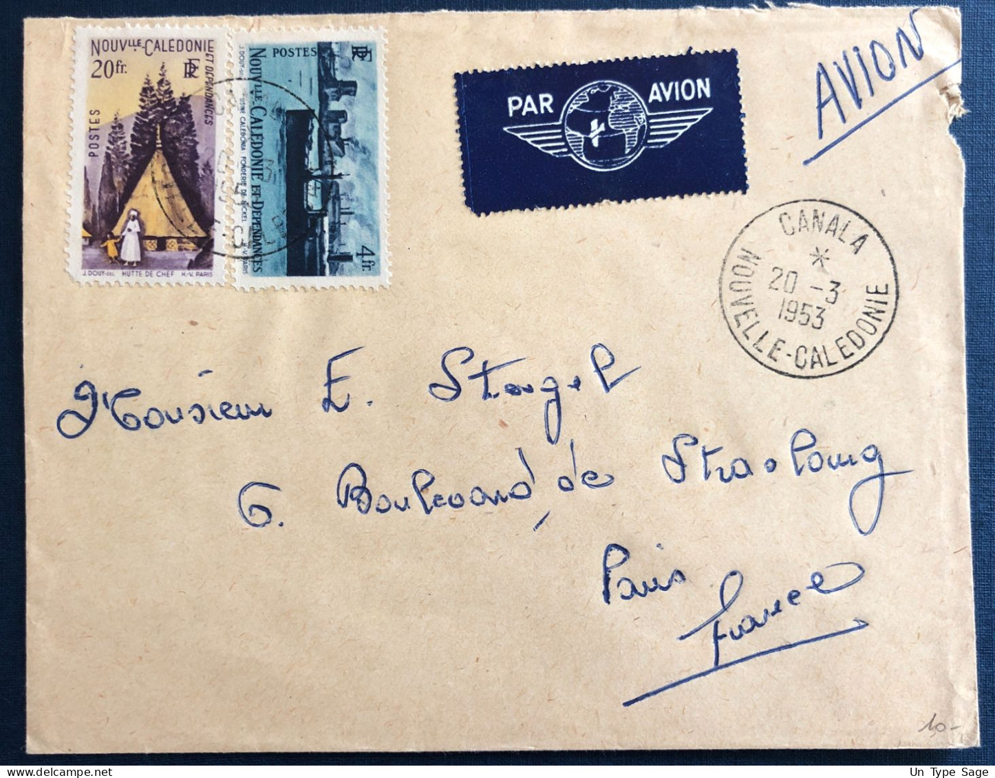 Nouvelle-Calédonie, Divers Sur Enveloppe TAD CANALA 20.3.1953 - (B3260) - Lettres & Documents