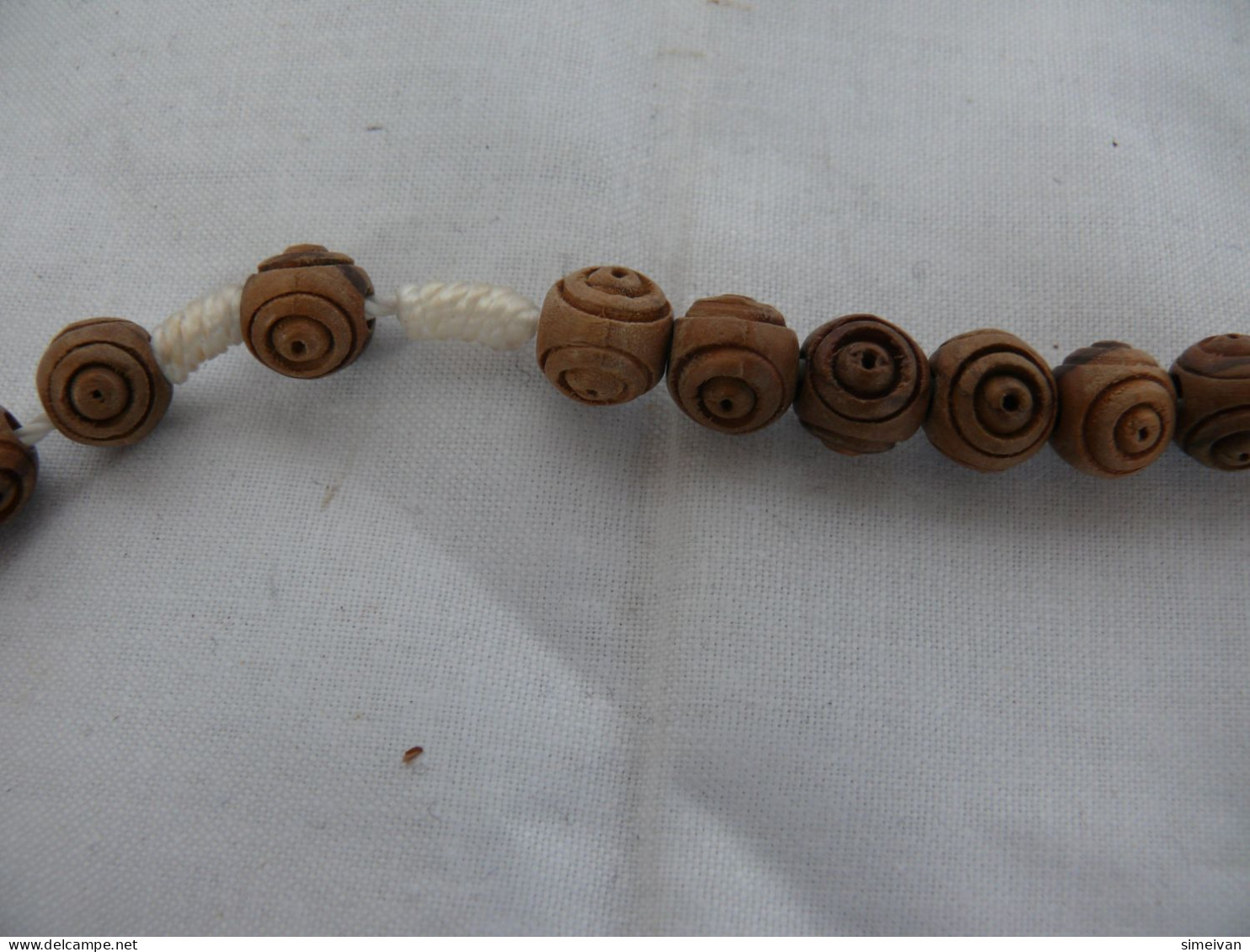 Interesting Prayer Bracelet Necklace Wooden Carved Beads #1860 - Halsketten