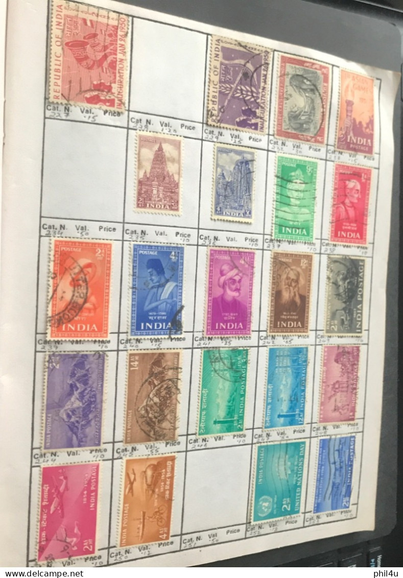 985+ India Early To Mostly Used Collection Of All Diff. Stamps1988 Mounted In Approval Book Including States Variety See - Collections, Lots & Series