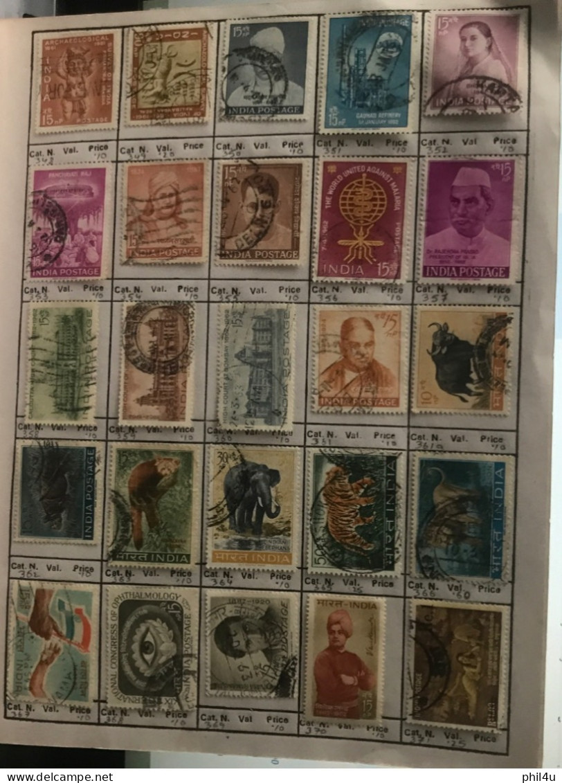 985+ India early to mostly used collection of all diff. stamps1988 mounted in approval book including States variety See