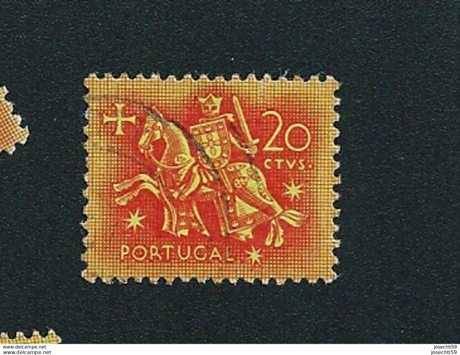 N° 776 Sceau Du Roi Denis 20 Rouge Orange S Jaune    Timbre    Portugal Oblitéré 1953 - Used Stamps