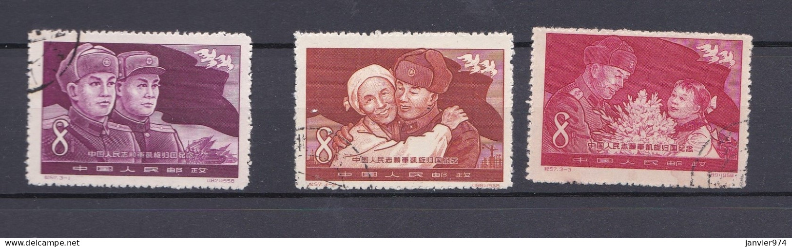 Chine 1958, La Serie Complete Retour Des Volontaires Chinois De Corée, 3 Timbres . 413 à 415 - Gebruikt