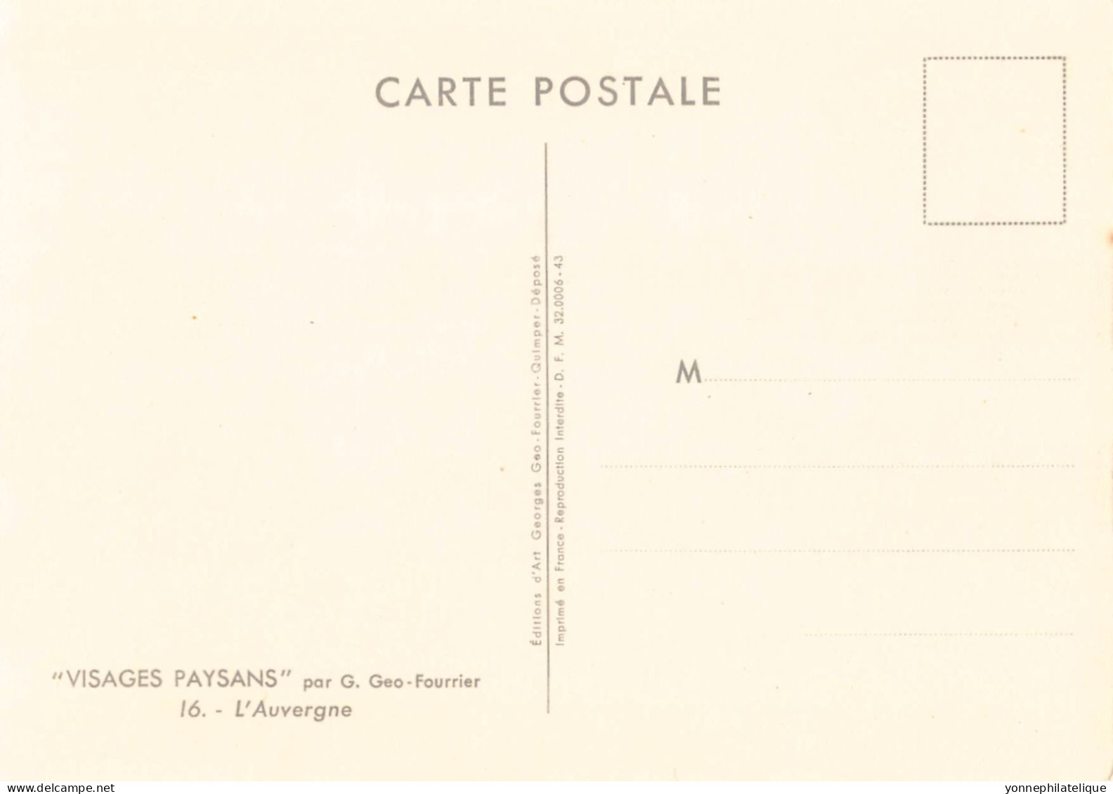 15 CPA Illustrateur G.Géo-FOURRIER dans pochette d'origine "Visages paysans" - format 15x10,5 cm - 10000A