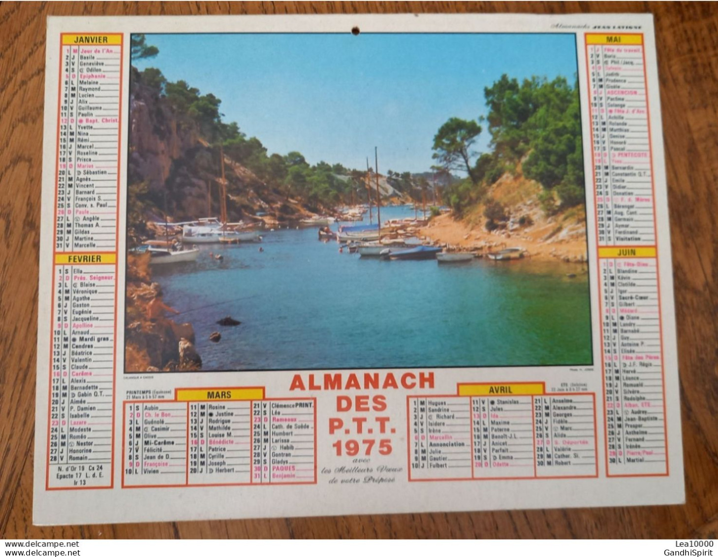 1975 Calendrier Du Département De L'Aube - Calanque à Cassis, Bateaux - Neige à Montjoie (Haute Savoie) - Big : 1971-80