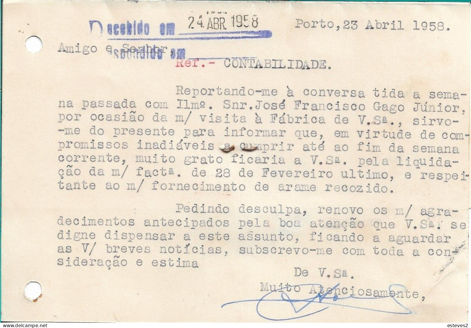 Portugal , 1958 . A. KOCH REPRESENTAÇÕES , Porto , Import Export Commercial Mail - Portugal