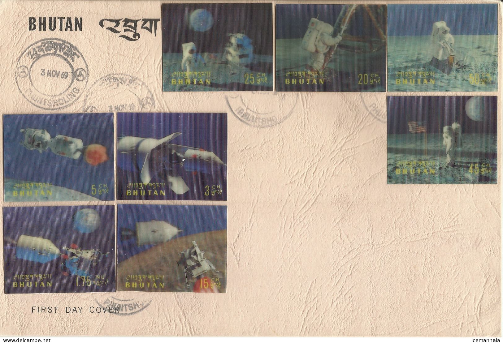 BHUTAN , SOBRE PRIMER  DIA  TEMA ESPACIAL  AÑO  1969 - Asien