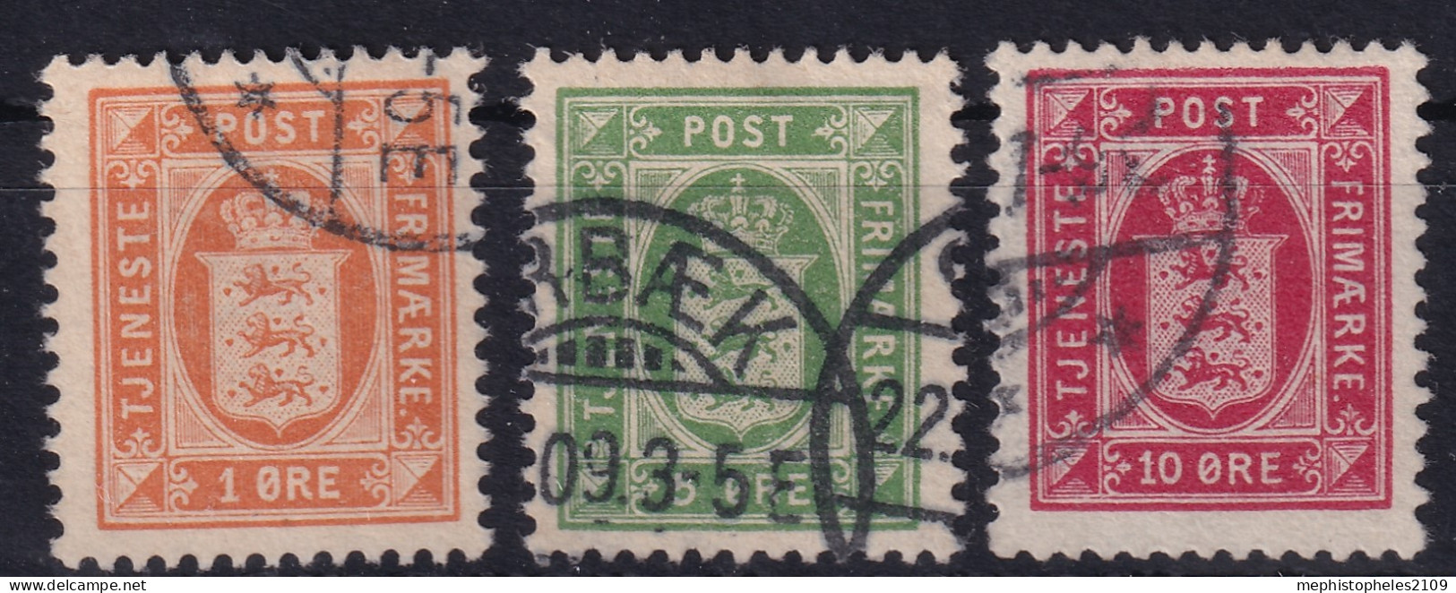 DENMARK 1902 - Canceled - Sc# O11, O14, O15 - Officials - Service