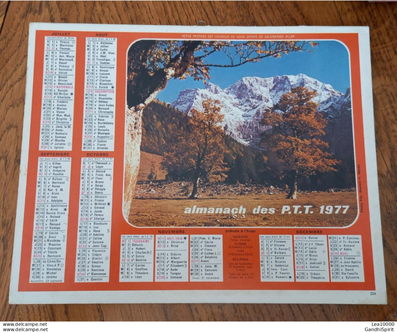 1977 Calendrier Du Département De L'Aube - Forêt De Cervello, Venaco (Corse) - Prélude De L'Hiver, Montagne - Big : 1971-80