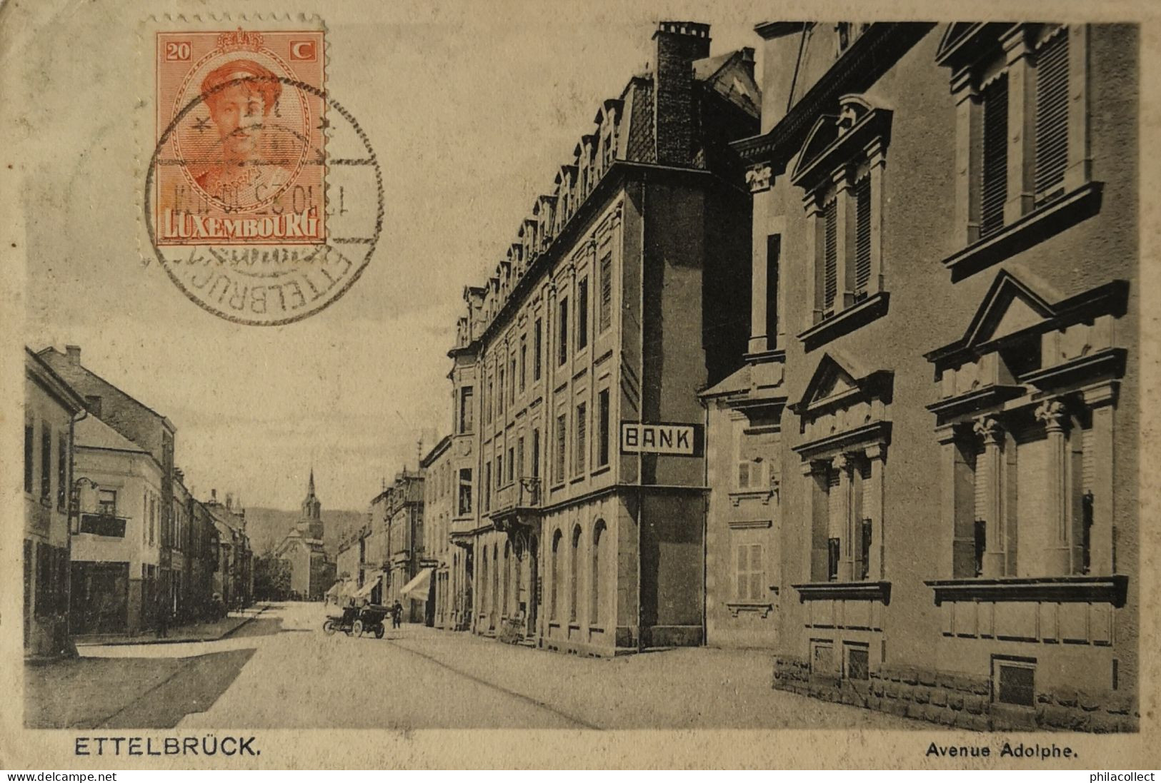 Ettelbruck (Luxembourg) Avenue Adolphe (Bank) 1925 RARE - Ettelbruck