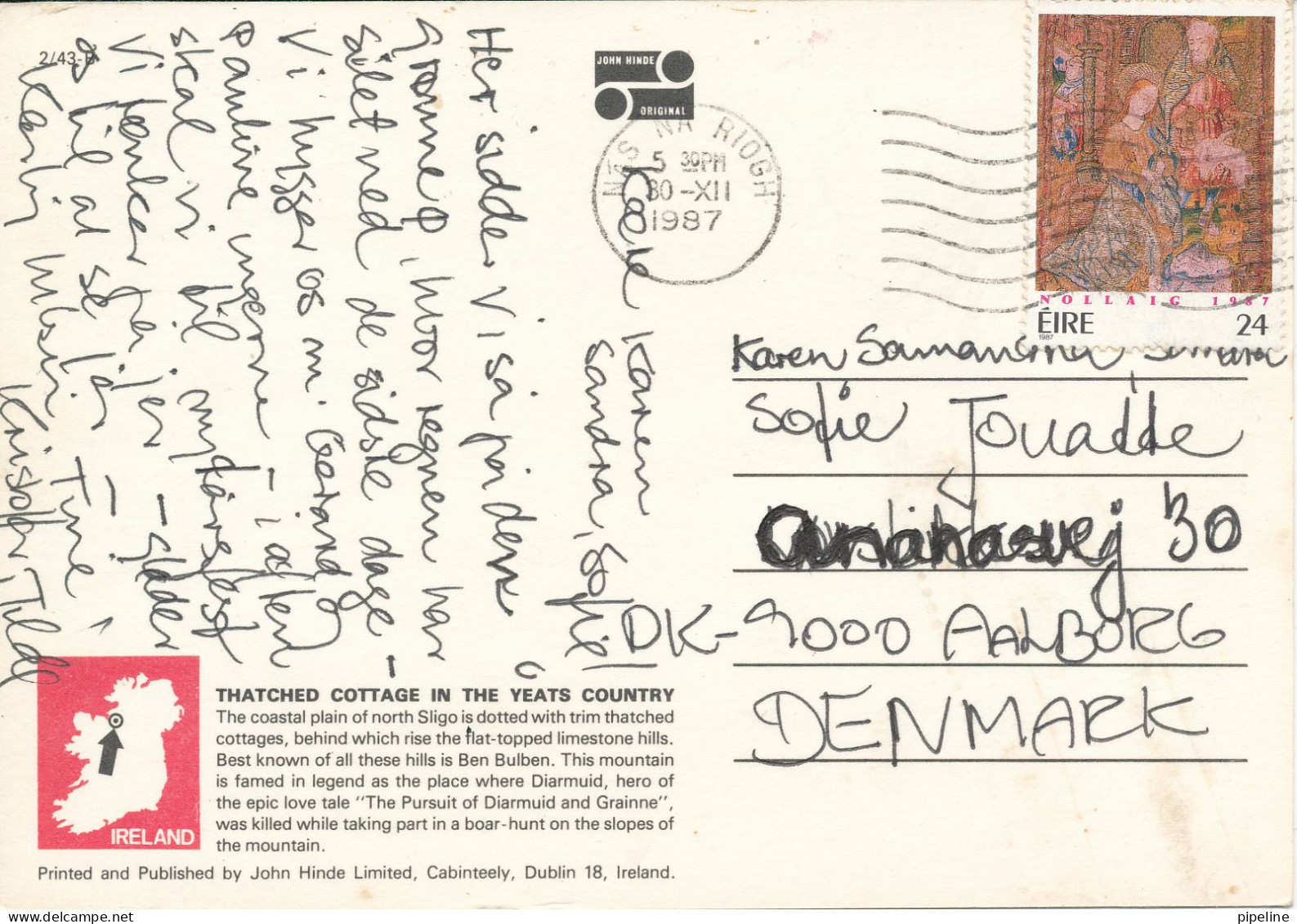 Ireland Postcard YEATS COUNTRY SLIGO Sent To Denmark Nas Na Riogh 30-12-1987 - Sligo