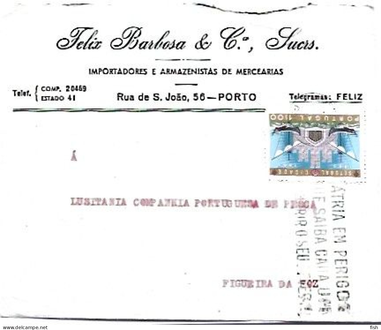 Portugal & Marcofilia, Patria Em Perigo... Felix Barbosa & Mercearias,  Figueira Da Foz 1961 (6868) - Covers & Documents