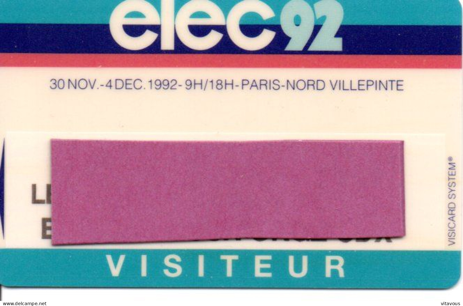 Carte Salon- Paris Elec 1992 Card Magnétique Karten (salon 362) - Exhibition Cards