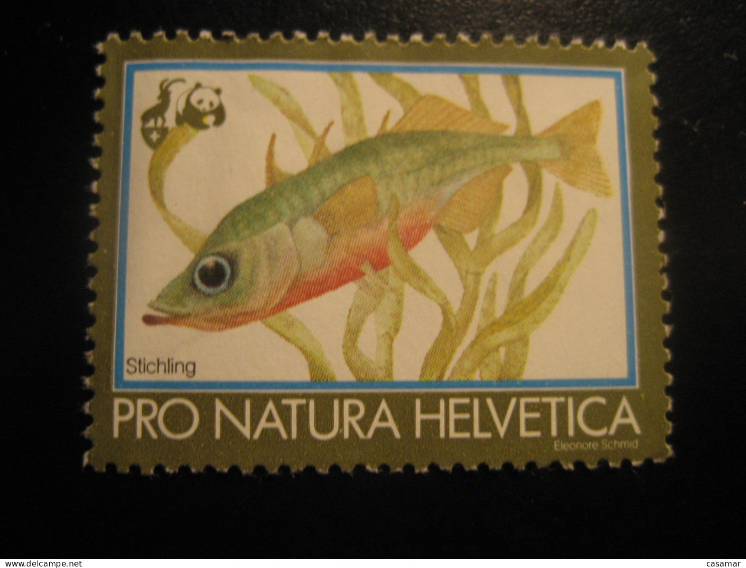 STICHLING Stickleback Fish WWF Panda Bear Poster Stamp Vignette SWITZERLAND Label Pro Natura Helvetica - Autres & Non Classés