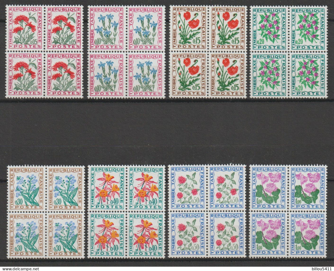 N° 95 à 102 Série Taxe : Fleurs Des Champs: Série En Bloc De 4 Timbres Timbres Neuf - 1960-.... Postfris