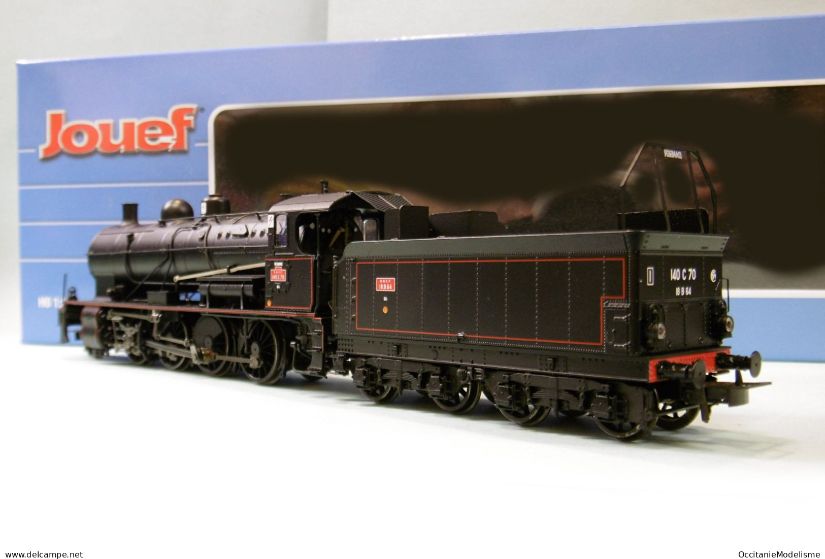 Jouef - Locomotive Vapeur 140 C 70 Noir Filets Rouges DCC Sound ép. III Réf. HJ2405S HO 1/87 - Locomotieven