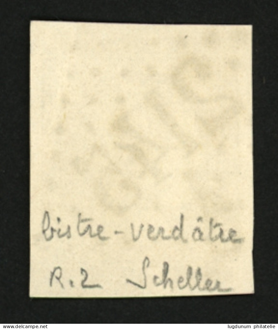 10c BORDEAUX Report 2 Nuance BISTRE-Verdâtre (n°43Bb) Obl. GC 2145. Cote 750€++. Signé SCHELLER. Luxe. - 1870 Bordeaux Printing