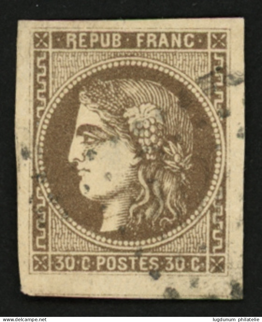 30c BORDEAUX Variété "R Relié Au Cadre" N°47e Obl. GC. Cote 560€. Signé SCHELLER. TTB. - 1870 Ausgabe Bordeaux