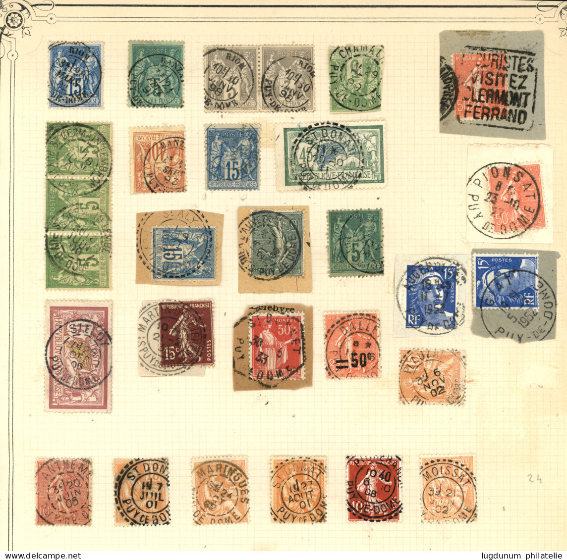 PUY DE DOME : Superbe Collection D' Oblitérations Sur 230 Timbres. Nombreux Bureaux De Distributions. Superbe. - 1849-1876: Klassik