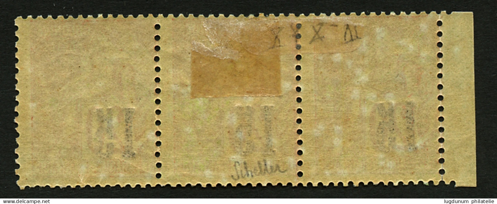 SENEGAL :  Bande De 3 Bord De Feuille 15 S/ 20c (n°5) Type IV Et X Neuf * ( 1 Ex. **). Signé SCHELLER. RARE En Multiple. - Sonstige & Ohne Zuordnung