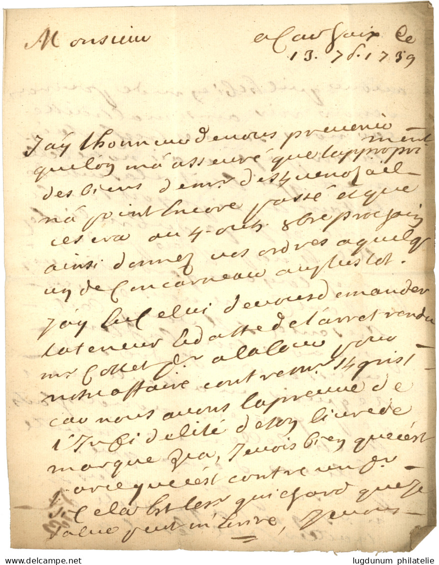 FINISTERE : 1739 "DE CARHAIX" Lenain 1 + "P. PAYE" Lenain 4 Sur Lettre Avec Texte Pour RENNES. TTB. - 1701-1800: Vorläufer XVIII