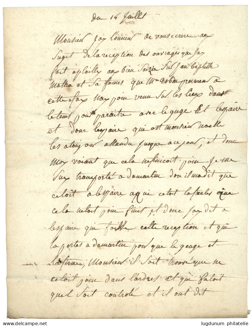 OISE : MOREFONTAINE (Lenain 1) Sur Lettre Avec Texte (3 Pages 14 Juillet Ss Année). Indice 21. Superbe. - 1701-1800: Vorläufer XVIII