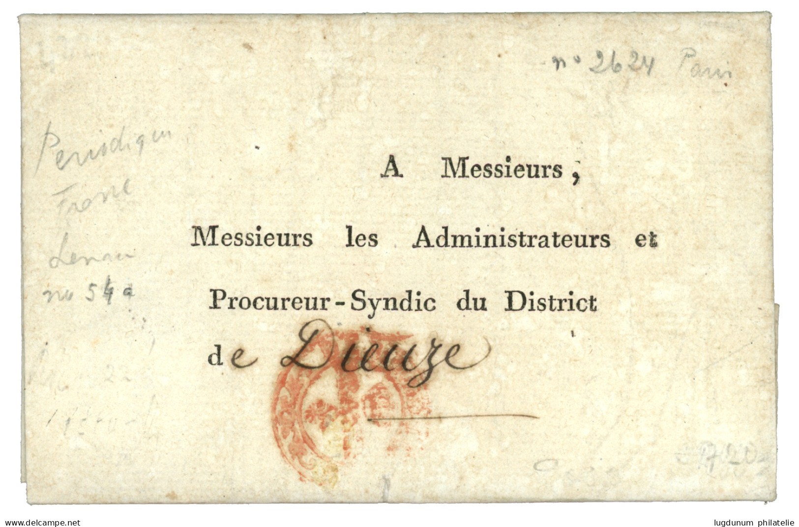 PARIS : PERIODIQUES / FRANCS Rouge (Lenain 54a) Sur Lettre Avec Texte Non Daté (pièce Signalé Par LENAIN €). RARETE. Seu - 1701-1800: Précurseurs XVIII