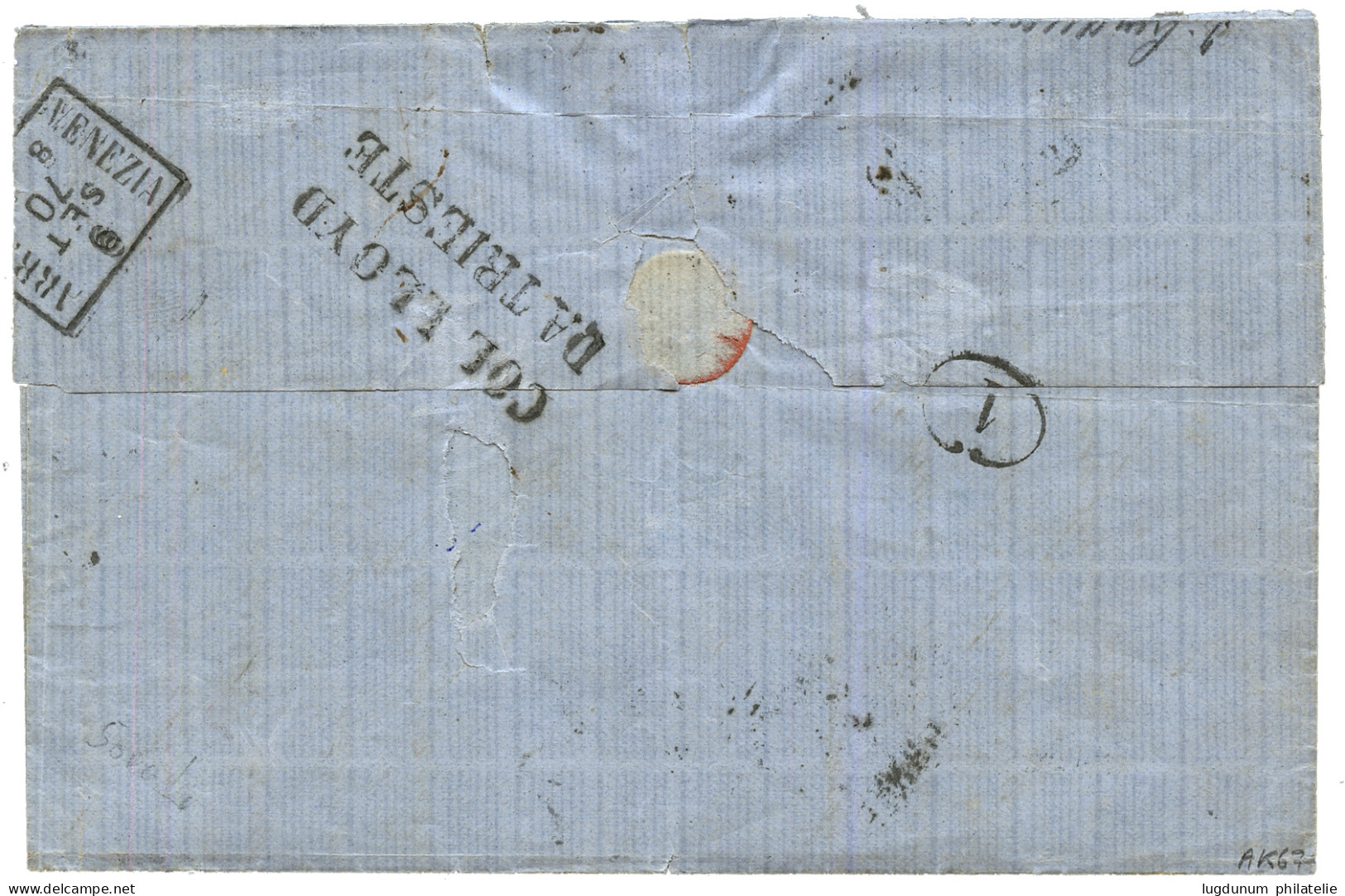 CONSTANTINOPLE : 1870 10 Soldi (x2) Canc. CONSTANTINOPEL "INSUFF." + "7" Tax Marking On Cover To VENEZIA Taxed On Arriva - Eastern Austria